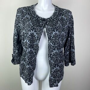 JM Collection Cardigan Gray Black Single Button